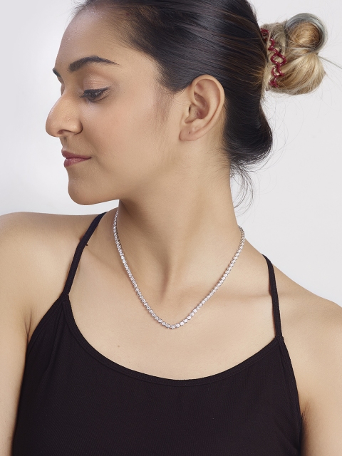 

Peora Silver-Toned Silver Rhodium-Plated Necklace