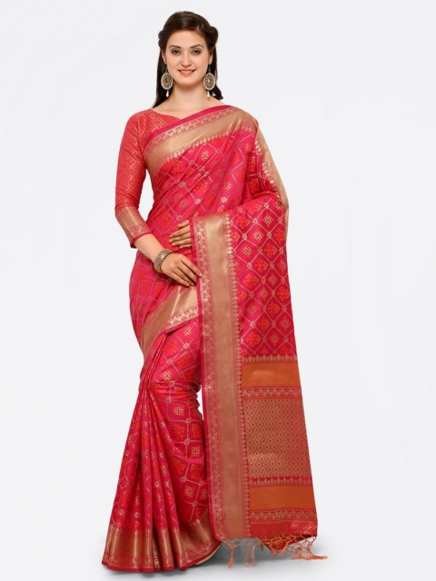 

Saree mall Pink Silk Blend Woven Design Banarasi Saree
