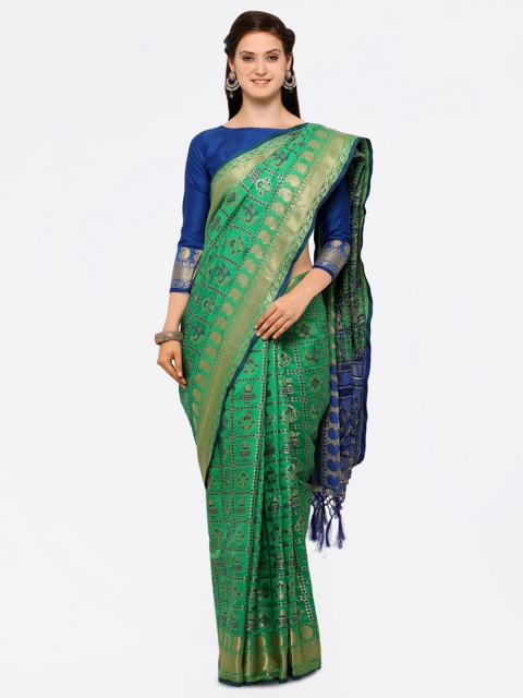 

Saree mall Green Silk Blend Woven Design Banarasi Saree