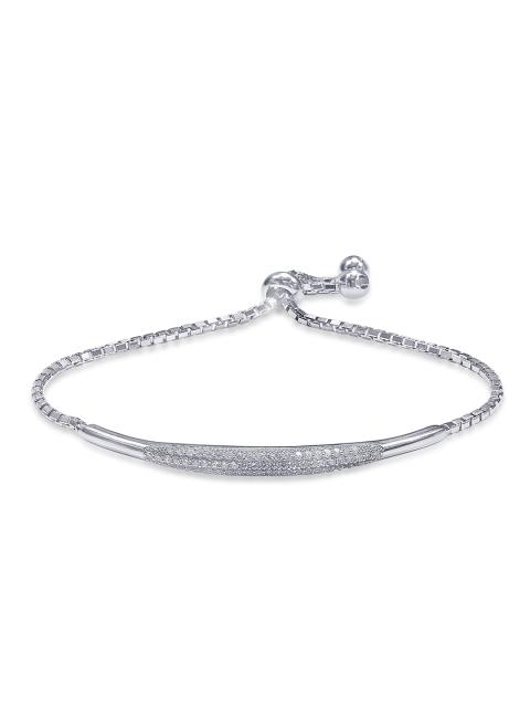 

Peora Silver-Toned Silver Rhodium-Plated Wraparound Bracelet