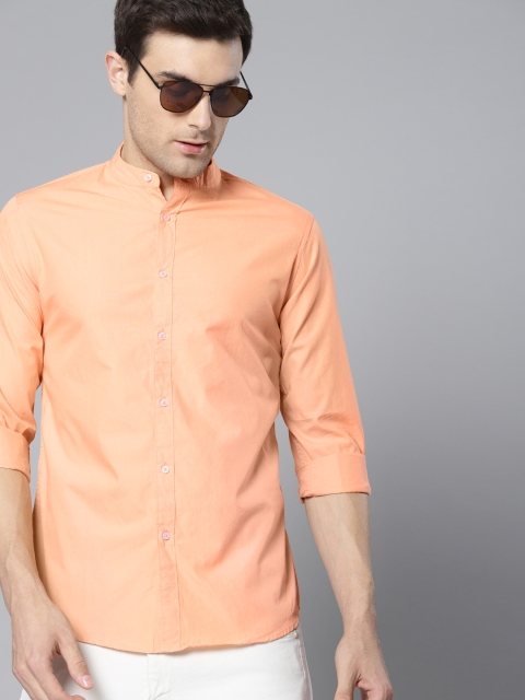 

Dennis Lingo Men Peach-Coloured Slim Fit Solid Casual Shirt