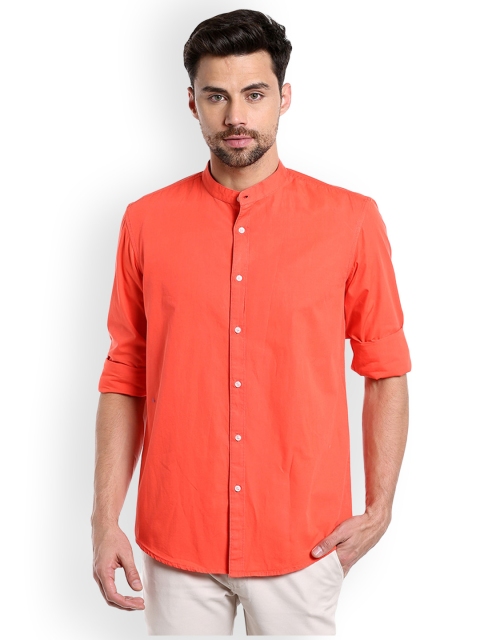 

Dennis Lingo Men Orange Slim Fit Solid Casual Shirt