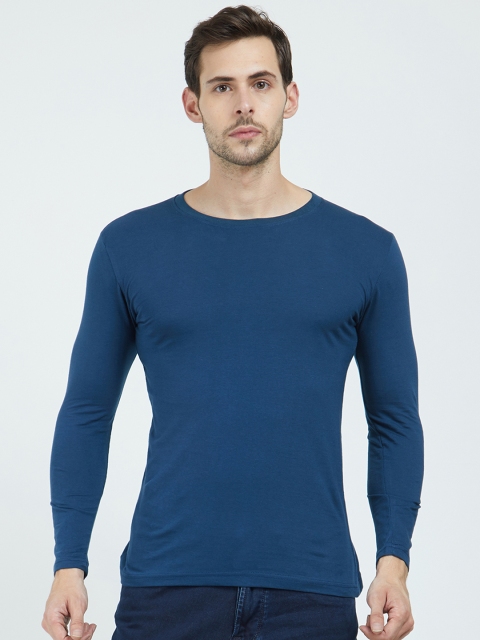 

Beer Studio Men Blue Solid Round Neck T-shirt