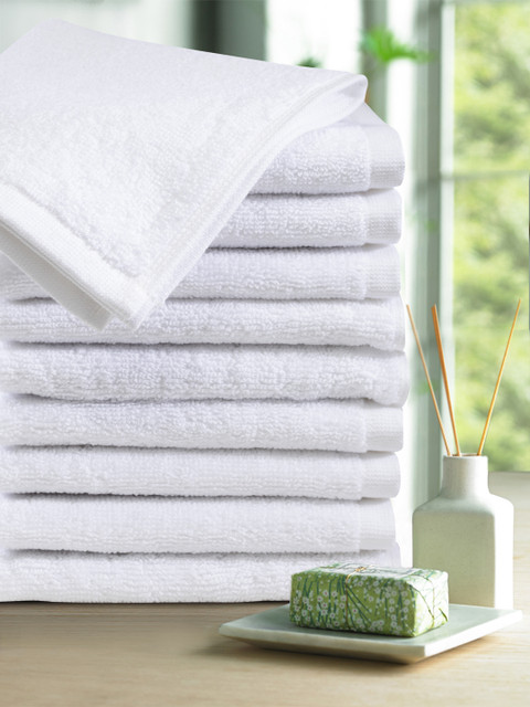 

Trident Set of 10 White Solid Face Towels