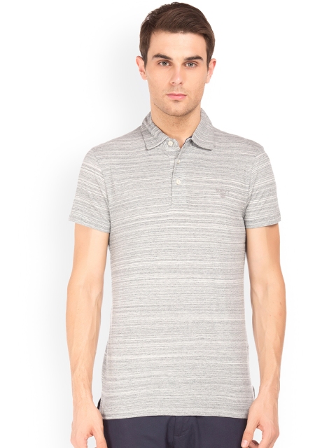 

GANT Men Grey Striped Polo Collar T-shirt