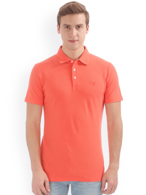 

GANT Men Orange Solid Polo Collar T-shirt