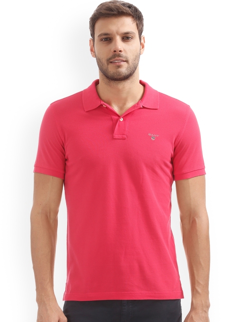 

GANT Men Pink Solid Polo Collar T-shirt