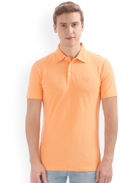 

GANT Men Orange Solid Polo Collar T-shirt