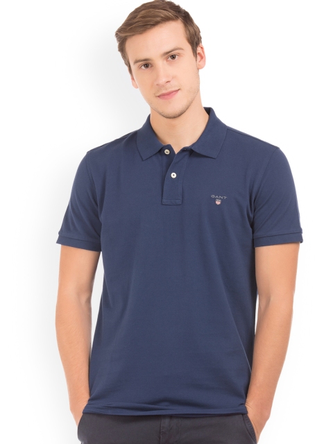 

GANT Men Blue Solid Polo Collar T-shirt