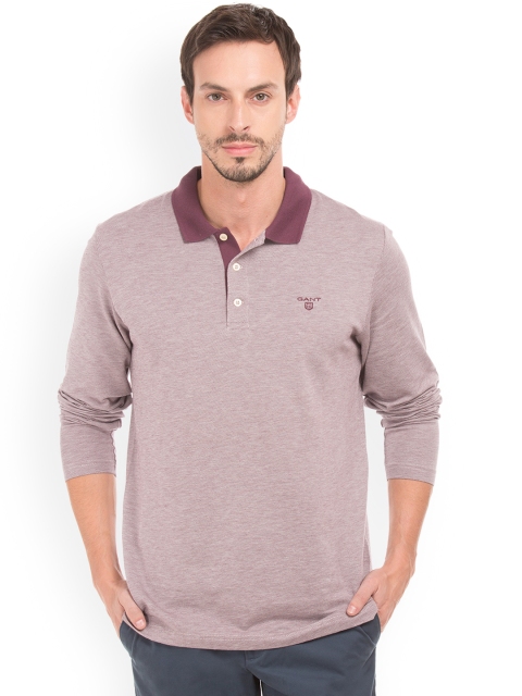 

GANT Men Mauve Solid Polo Collar T-shirt