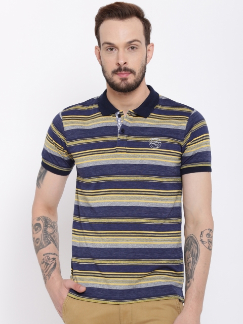 

Duke Men Multicoloured Striped Polo Collar T-shirt, Multi