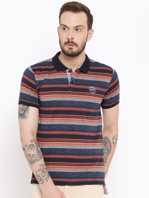 

Duke Men Multicoloured Striped Polo Collar T-shirt, Multi