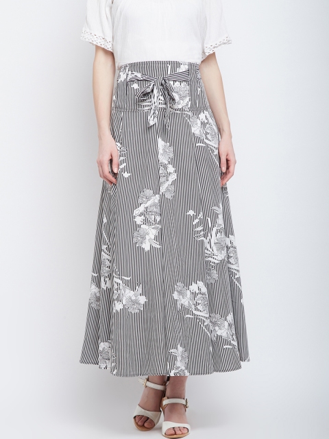 

PANIT Black & White Flared Maxi Skirt