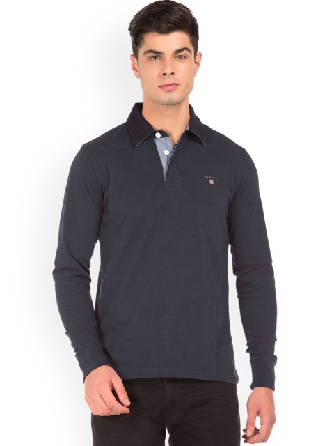 

GANT Men Blue Solid Polo Collar T-shirt