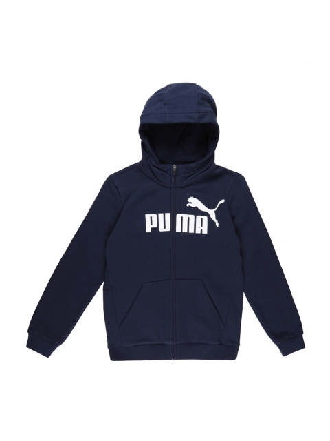 

Puma Boys Navy Blue Printed Hooded Sporty Jacket