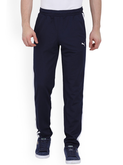

Puma Men Navy Blue Solid Twill Knit Track Pants