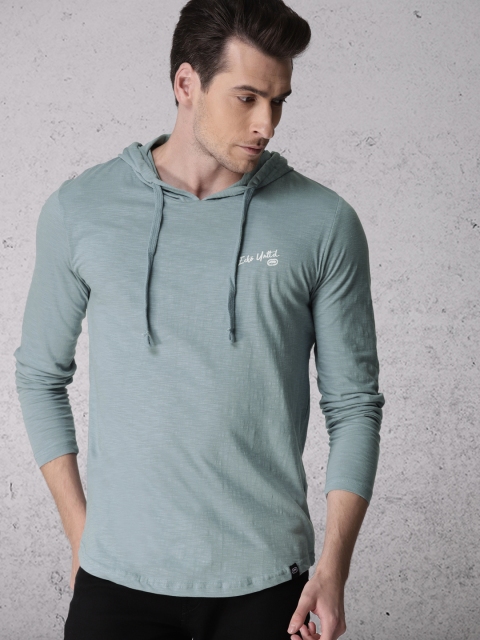 

Ecko Unltd Men Blue Solid Hooded T-shirt