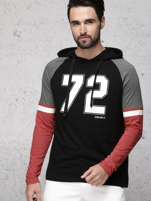 

Ecko Unltd Men Black Printed Hood T-shirt