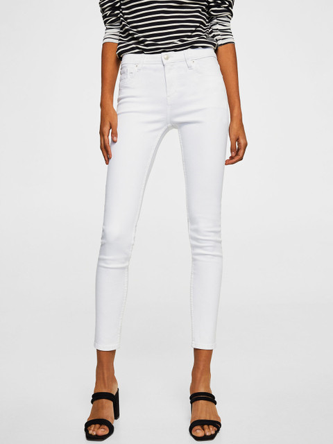 

MANGO Women White Perfect Skinny Fit Mid-Rise Clean Look Stretchable Jeans