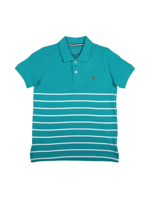 

Allen Solly Junior Boys Teal Striped Polo Collar T-shirt