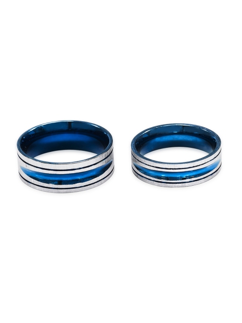

Peora Blue & Silver-Toned Set of 2 Textured Engagement Rings
