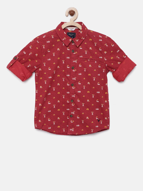 

Allen Solly Junior Boys Red Sport Regular Fit Printed Casual Shirt