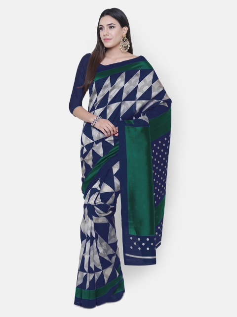 

Chhabra 555 Navy Blue & Green Art Silk Printed Saree