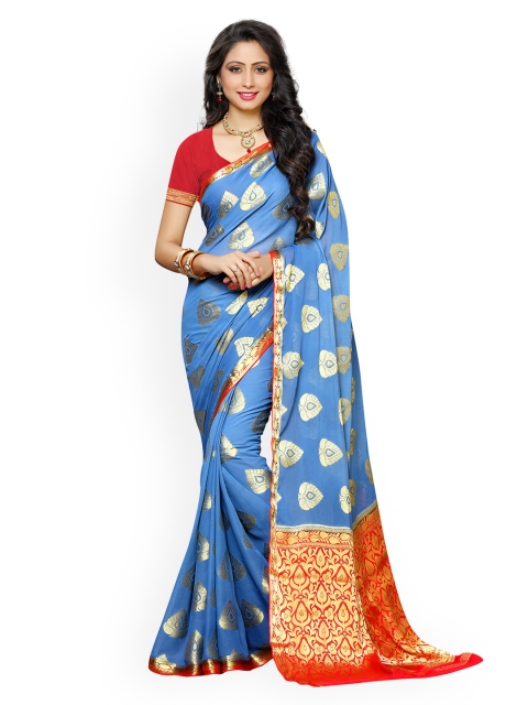 

MIMOSA Blue Poly Chiffon Woven Design Pochampally Saree