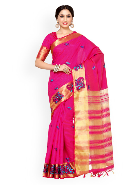 

MIMOSA Pink Art Silk Embroidered Kanjeevaram Saree