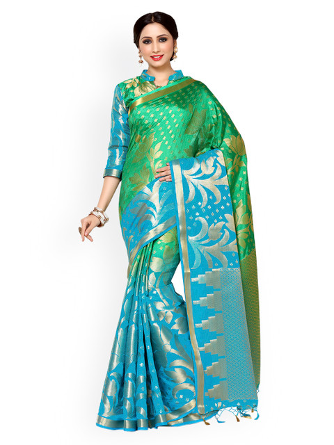 

MIMOSA Green Art Silk Woven Design Kanjeevaram Saree
