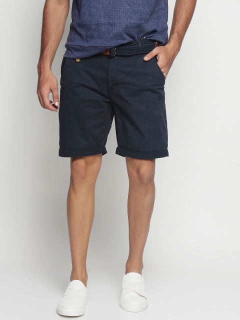 

INDICODE Men Navy Blue Solid Slim Fit Chino Shorts