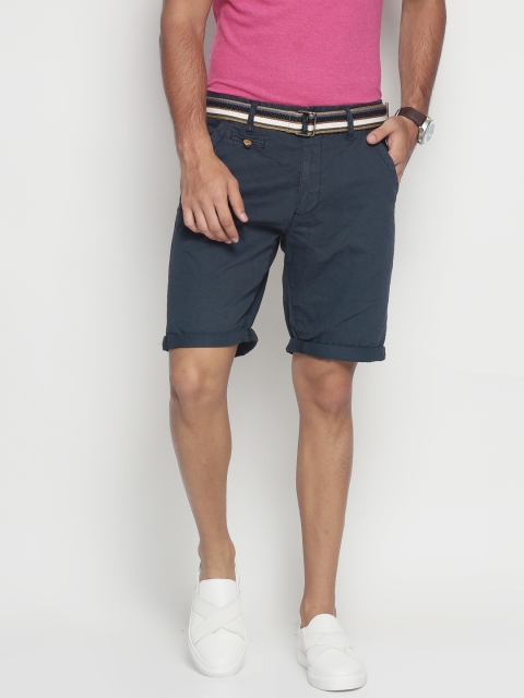 

INDICODE Men Navy Blue Solid Slim Fit Chino Shorts