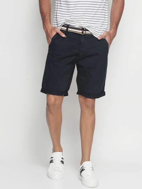 

INDICODE Men Black Solid Slim Fit Chino Shorts