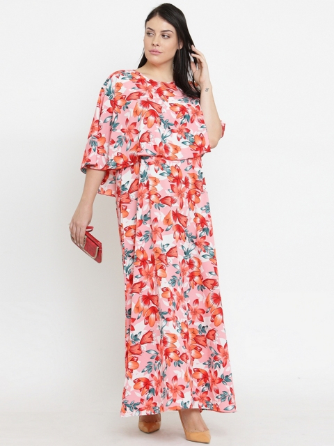 

plusS Women Pink Printed Maxi Dress