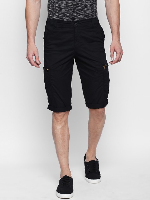 

AVOQ Men Black Solid Regular Fit Regular Shorts
