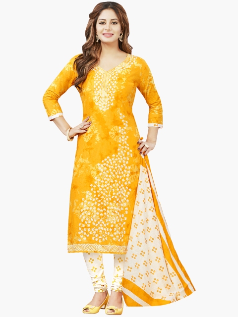 

Ishin Yellow & White Pure Cotton Unstitched Dress Material