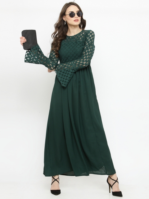 

plusS Women Green Self Design Maxi Dress