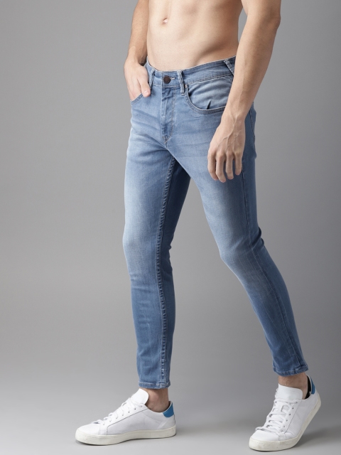 

HERE&NOW Men Blue Skinny Fit Mid-Rise Clean Look Stretchable Cropped Jeans