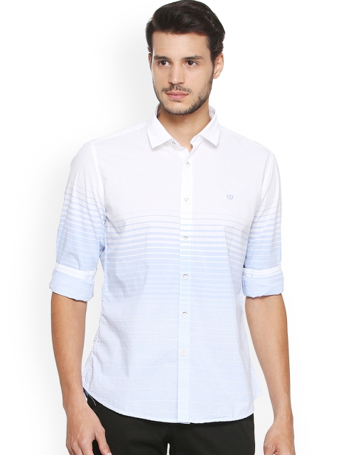 

Van Heusen Sport Men Blue & White Slim Fit Striped Casual Shirt