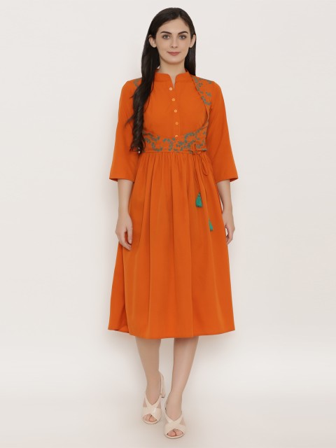 

MABISH by Sonal Jain Women Rust Solid Shirt Dress