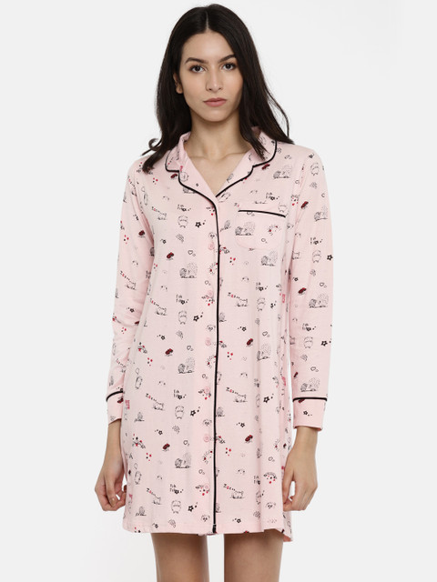 

Slumber Jill Pink Printed Sleep Shirt