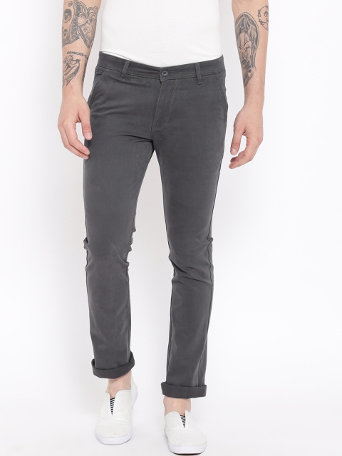 

Duke Men Charcoal Regular Fit Solid Chinos