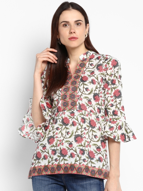 

Bhama Couture Women Off-White Printed Pure Cotton Top