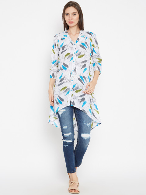 

Ruhaans Off-White & Blue Printed Tunic