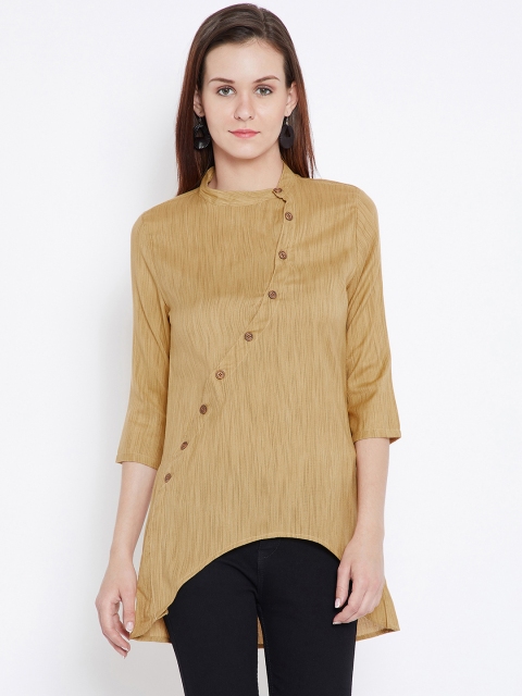 

Ruhaans Brown Solid Asymmetric Tunic