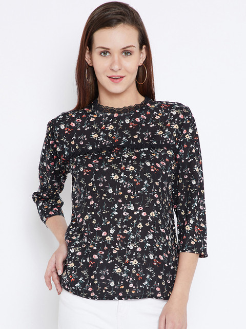 

Ruhaans Women Black Printed Top