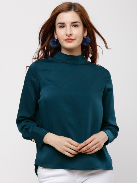 

Tokyo Talkies Women Teal Green Solid Top