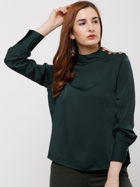 

Tokyo Talkies Women Teal Green Solid Top