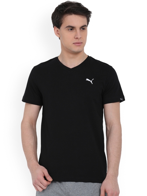 

Puma Men Black Solid ESS V-Neck T-shirt
