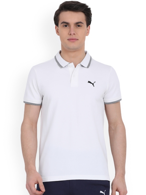 

Puma Men White Solid Polo Collar Active Hero T-shirt